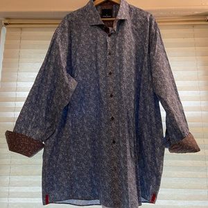 Blue pattern long sleeve sport shirt